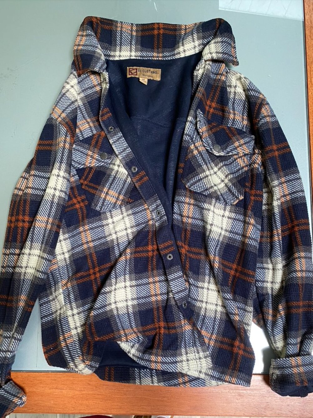 BC Clothing Heritage Unisex Plaid Waffle Knit Snap Shacket
